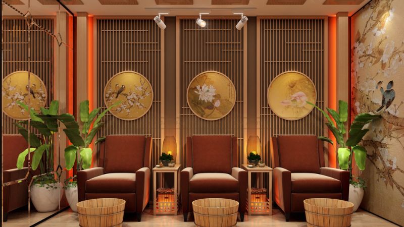 Không gian spa mang đến sự ấm cúng và sang trọng qua các yếu tố trang trí tinh tế