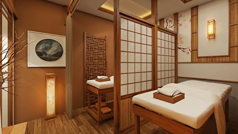 Không gian spa được trang trí để tạo cảm giác thư thái và dễ chịu