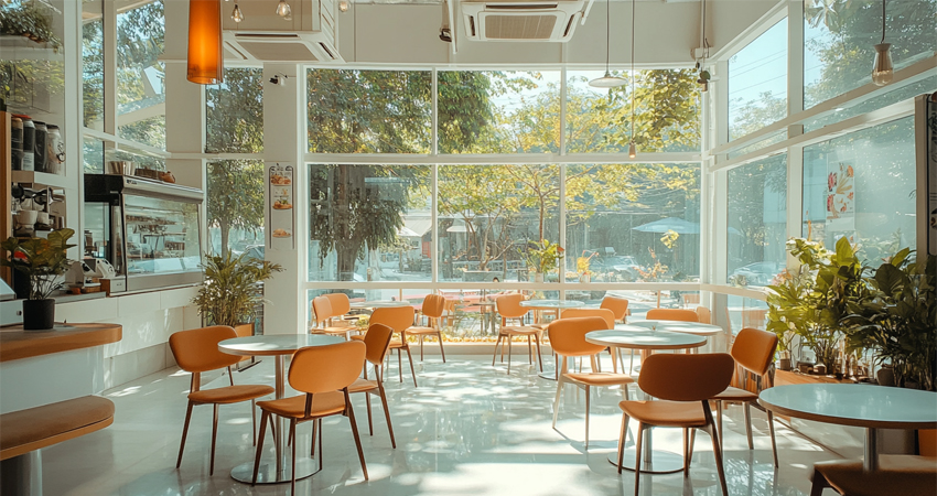 Quán cafe với đèn trang trí độc đáo